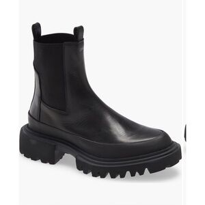 All Saints Harlee Black Leather Lug Sole Chelsea Boot  Sz 37/US 7